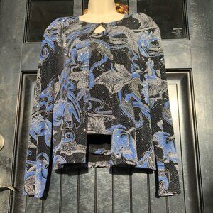 Onyx Nite black and blue glitter twin set, size L